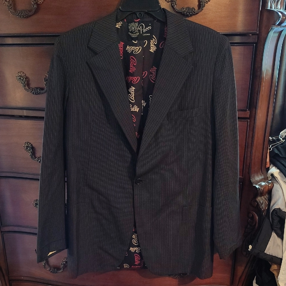 Vtg Reworked Emilio Pucci of Chicago/Bally Pinstripe Blazer Sz 44